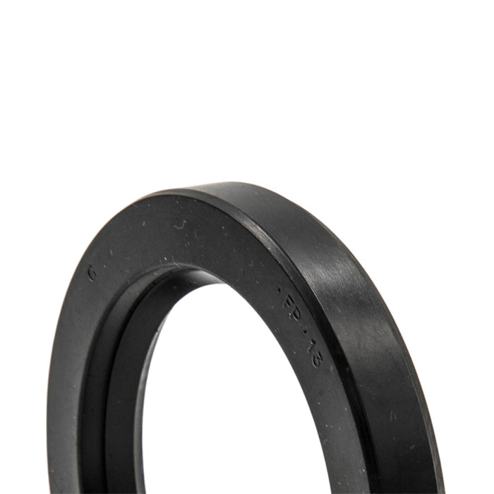 Black rubber seal on a white background