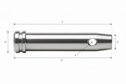 Technical drawing of a cylindrical component with dimensions labeled