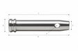 Technical drawing of a cylindrical component with dimensions labeled