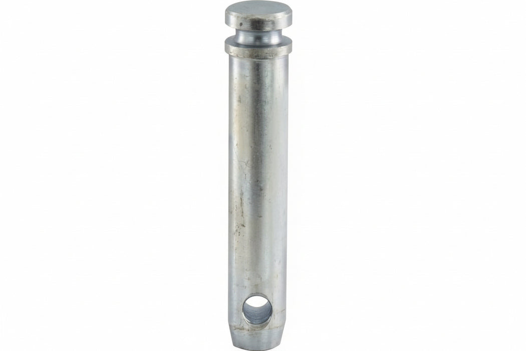 Metal clevis pin on a white background