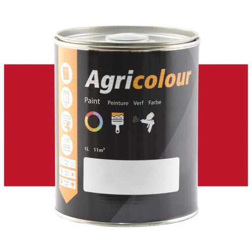 Agricolour paint can on a white background with red accents