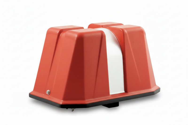 Collection of RV water system components including a white tank, red pump, hoses, and connectors on a white background.