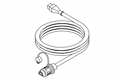 Diagram of a cable with connectors on a white background