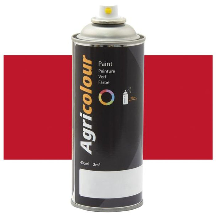 Agricolour spray paint can on a white background with a red rectangular block.