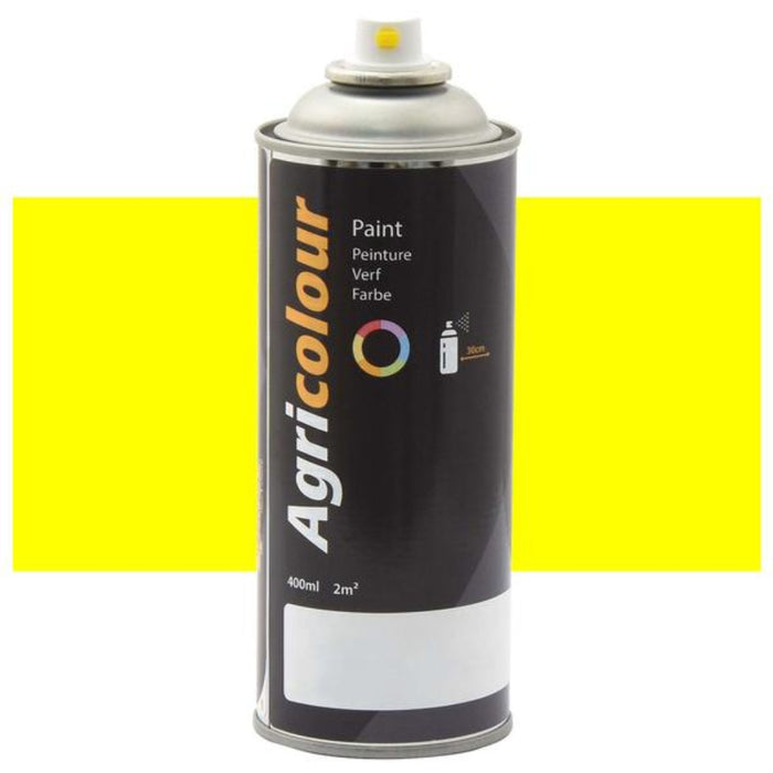 Agricolour spray paint can with a yellow background