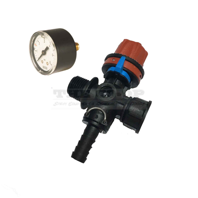 Pressure regulator for 12 volt threaded outlet pumps ARAG 9620922 with Gauge 9620922.GAUGE 