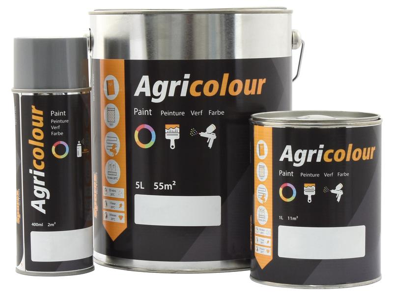 Three Agricolour paint cans of different sizes on a white background
