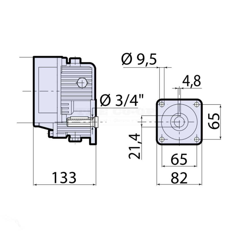 Annovi Reverberi Engine gearbox 1636 for AR30 model pump dimensions