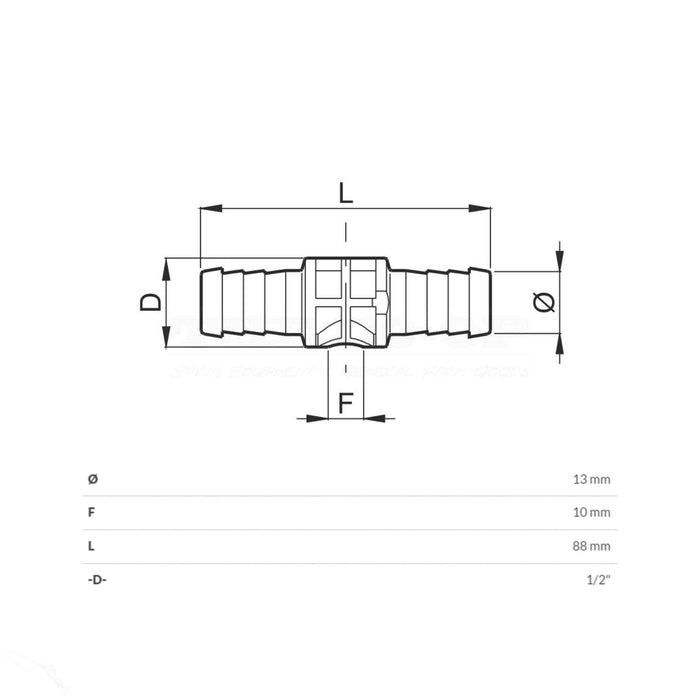 TeeJet Style Spray boom nozzle mount double barb 426413 dimensions