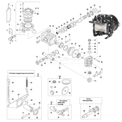 BP60K Diaphragm Pump parts diagram for parts reference