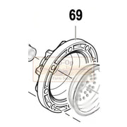Black and white technical line drawing of a circular mechanical part with the number 69 above it, on a white background.