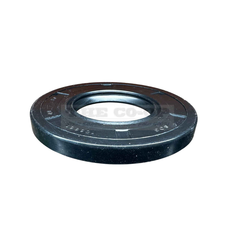 Black rubber seal on a white background