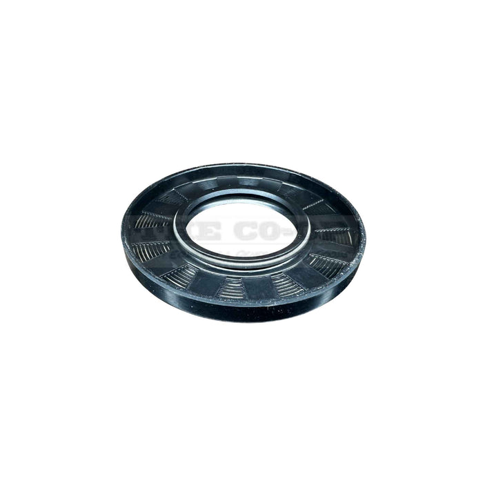 Black oil seal on a white background