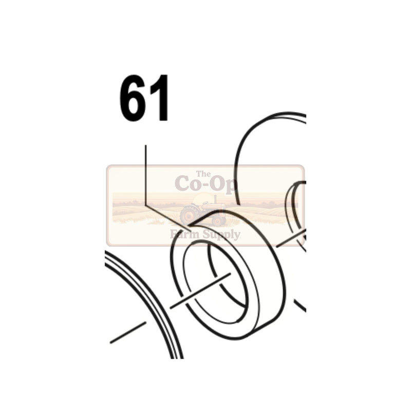Black line drawing schematic of a circular mechanical part with the number 61 above it and a faint Co-Op parts watermark across the center on a white background.