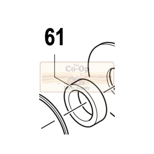 Black line drawing schematic of a circular mechanical part with the number 61 above it and a faint Co-Op parts watermark across the center on a white background.
