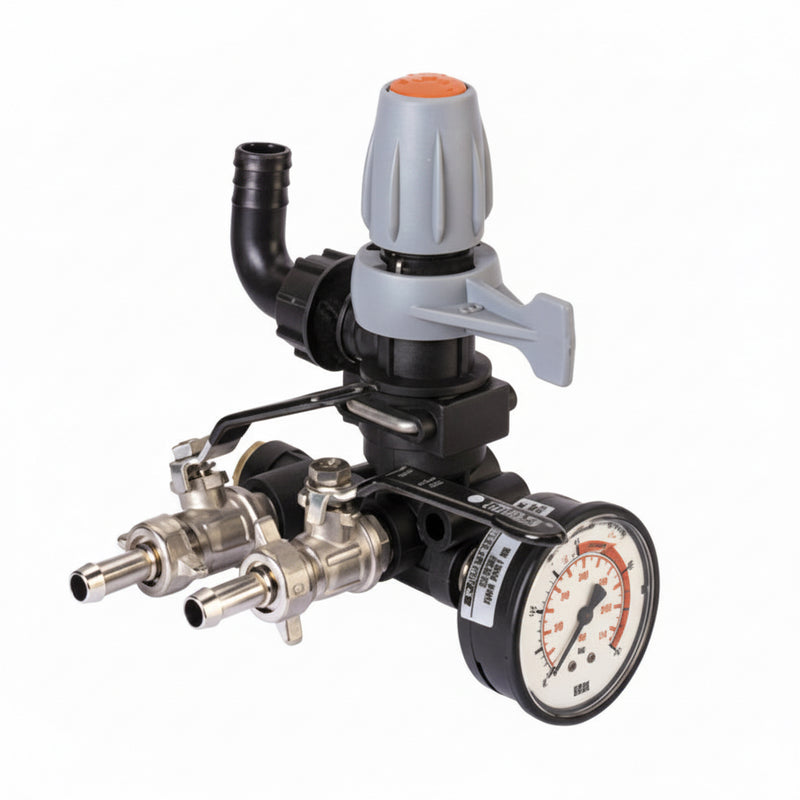 Pressure regulator with gauge on a white background C1204-457