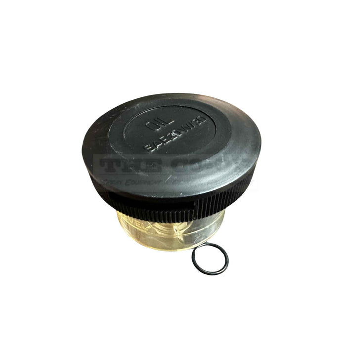 Black and clear container with a lid on a white background Silvan Replacement parts Oil Viewer Assy C1208-015