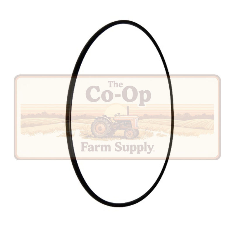 A O-ring Ø3,53x196,4 shown vertically, centered over a faded rectangular sign reading 'The Co-Op Farm Supply' with a tractor illustration, on a white background.