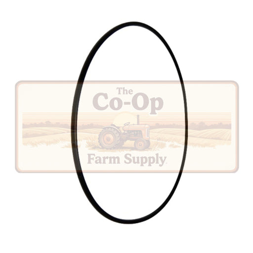 A O-ring Ø3,53x196,4 shown vertically, centered over a faded rectangular sign reading 'The Co-Op Farm Supply' with a tractor illustration, on a white background.