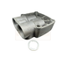 Metal valve body with a washer on a white background