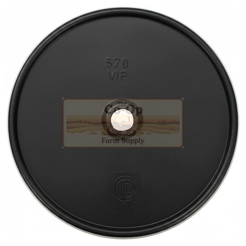 A round black rubber Diapraghm with a central hole, featuring the embossed text '570 VIP' and a logo near the bottom, isolated on a white background.