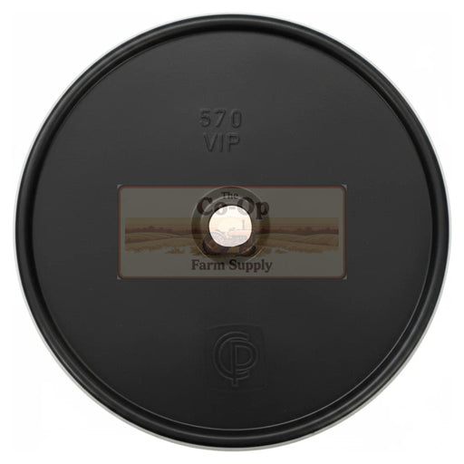 A round black rubber Diapraghm with a central hole, featuring the embossed text '570 VIP' and a logo near the bottom, isolated on a white background.