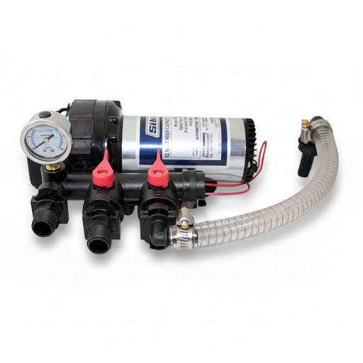 Silent Pump with pressure gauge and hoses on a white background