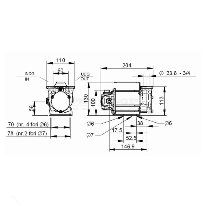 F0022325A Piusi Pump Dimensions