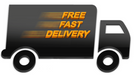 Free Delivery written on a truck symbol on white background 