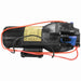 12 volt flojet pump with red and black cables on a white background