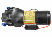 Black pump with a yellow label on a white background