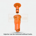 Orange plastic injector with a white background and 'Farm Supply' branding.