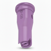Purple plastic component with text on a white background