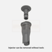Gray plastic injector component on a white background with text indicating it can be removed without tools.