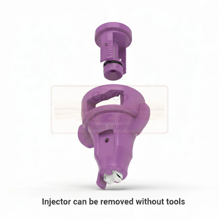 Purple agricultural injector with a clear background