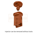 Brown injector with text 'Farming Supply' on a white background