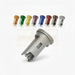 Set of color-coded plastic tools on a white background