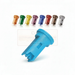 Set of colorful plastic nozzles on a white background