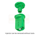 Green injector with detachable nozzle on a white background
