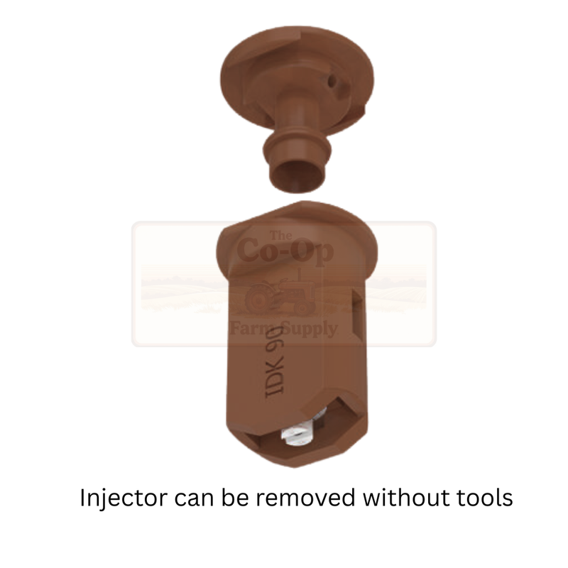 Brown injector with Co-op logo on a white background