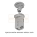 Mechanical injector component on a white background with text indicating it can be removed without tools.