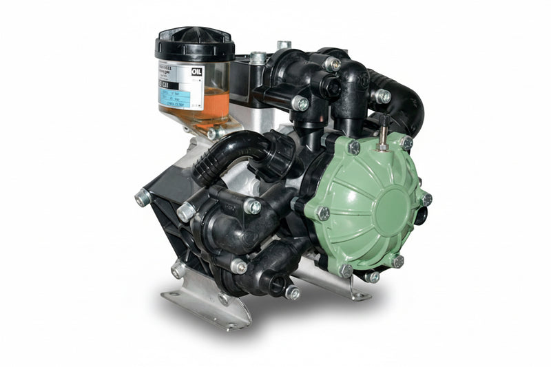 Mechanical pump with visible branding on a white background