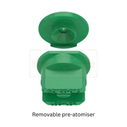 Green removable pre-atomiser on a white background
