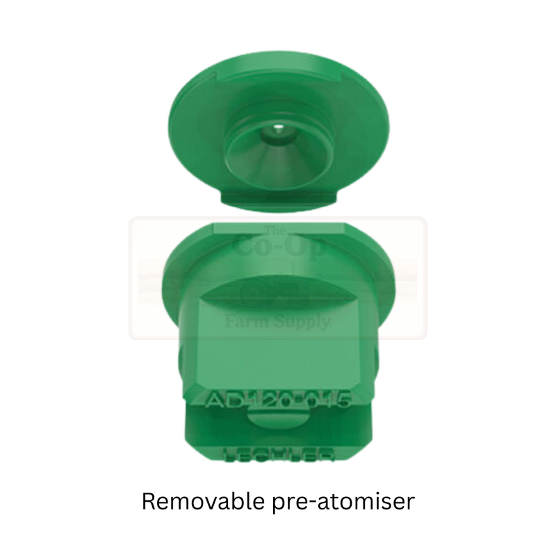 Green removable pre-atomiser on a white background