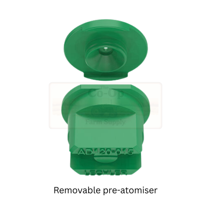 Green removable pre-atomiser on a white background