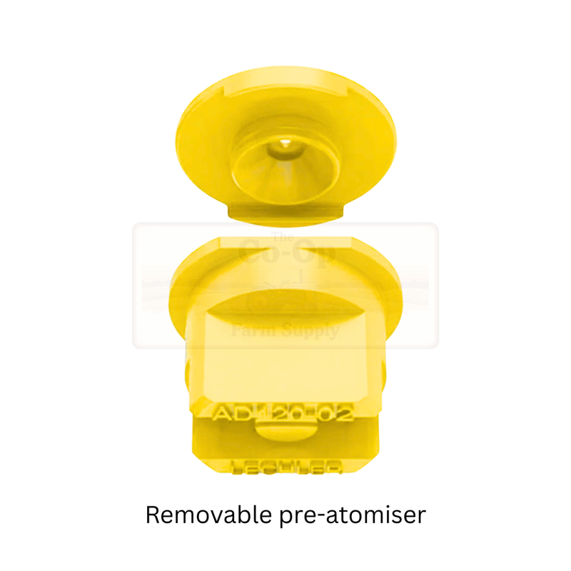 Yellow removable pre-atomiser on a white background
