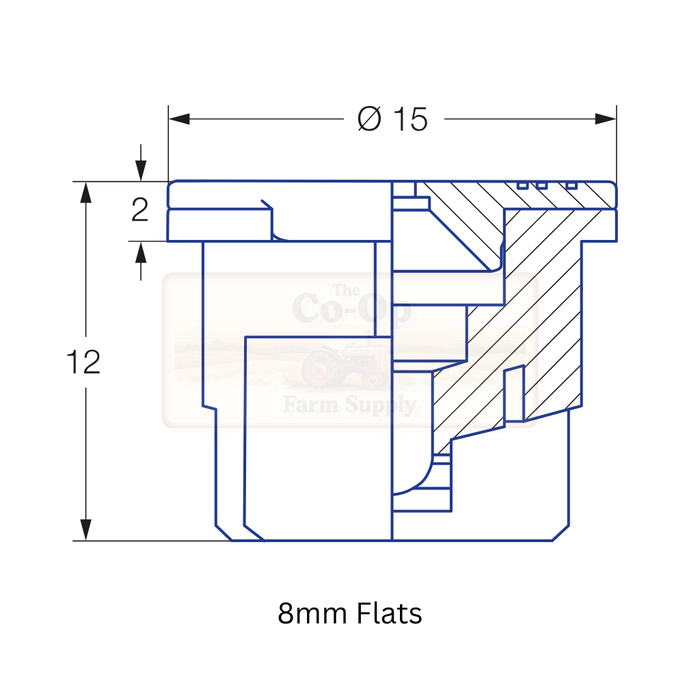 Technical drawing of a mechanical component with dimensions labeled
