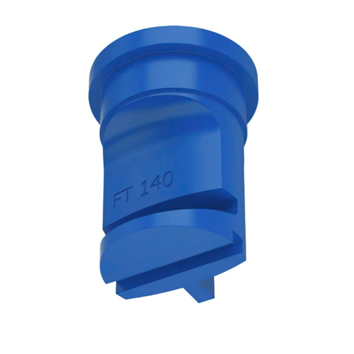 Blue plastic fitting with 'FT 140' marking on a white background
