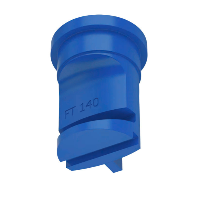 Blue plastic fitting with 'FT 140' marking on a white background