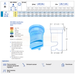 Technical diagram of a blue nozzle with specifications and measurements on a white background